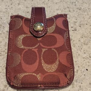 Coach Maroon and Gold Phone Holster